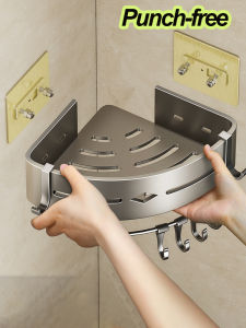 Bathroom Shelf without Drilling Wall Corner Triangle Shelf Organizer Punch Free 3 Layer Bathroom Rack Organizer In the Bathroom