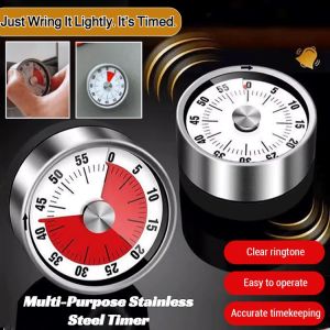 Multi-purpose Stainless Steel Timer Magnetic Mechanical Digital Timer 60-Minutes Alarm Stainless Steel Kitchen Timer