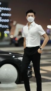 Áo sơ mi nam ngắn tay GEN cổ bẻ hai màu basic chất vải lụa mịn cao cấp GEN04