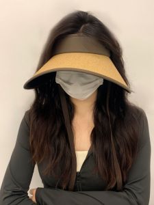 2025 New Womens Large Brim Straw Woven Shoulder Length Sunshade Hat Bicycle Riding Outing Anti UV Hat Casual Style Empty Top