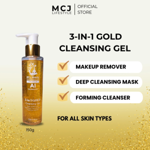 MCJ Beauty 3 in 1 Gel Cleanser Gold Formula for Makeup Removal and Glow Boost 150g
