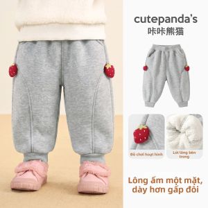 CUTEPANDAS | Quần Nỉ Nữ Trẻ Em Lót Lông Cừu Mùa Đông