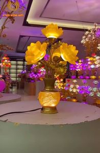 [GIÁ 1 CÂY] ĐÈN LED HOA SEN LƯU LY THỜ CÚNG TRANG TRÍ