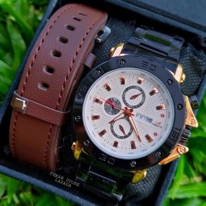 FITUR TANGGAL HARI DUA TALI JAM MIRETE SPORTY PRIA TAHAN AIR  COD jam tangan cowok rantai stainlis stel anti karat model terbaru Jam tangan cowok terlaris mirete mirete mirete mirete B