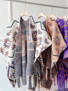 Bohemian Style Warm Shawl for Women Versatile Casual Photography Prop Authentic Knitted Outerwear for Spring Summer Winter