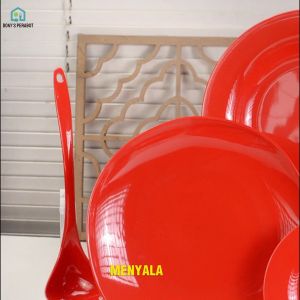 Set Perlengkapan Makan Melamin Asli 100% / Polos Merah /Tahan panas/Anti Pecah
