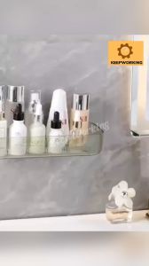 Keep Working Bathroom Shelves Wall Mounted - Floating Bathroom Shelves Storage Organizer Adhesive Floating Bathroom Shelves Minimalist Design for Bathroom and Living Room