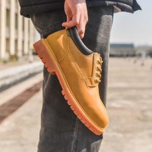 American Retro Low-Top Yellow Boots Genuine Leather Martin Mens Casual Shoes Wear-Resistant Non-Slip Outdoor Climbing Workwear Shoes