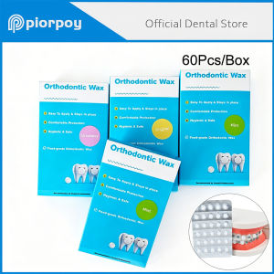 PIORPOY Dental Orthodontic Wax for Braces Relief 60 Pc Dental Wax Dots Individual Hygienic Packaging 3 Flavors Daily Oral Care