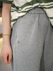 plus Size Womens High Waist Embroidered Bee Harlan Pants Elastic Straight Leg Trousers Casual Korean Style Spring Fashion