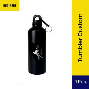 HUGeARNS - Tumbler Custom Premium / Custom Corporate Merchandise / Tumbler UV Custom / Tumbler Botol Minum Sport Tumbler Single Wall Custom Grafir / Tumbler Minum Custom Alumunium 750ml Botol Air Sport Water Bottles Gym Botol Minum Sepeda Hitam