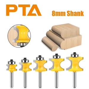 1pc/5pcs 8mm Shank Half Round Bit Convex Edging Bits Bullnose Router Bit Set C3 Carbide Tipped Woodworking Cutter for Wood