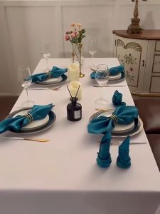 2pcs Square Table Napkin Dinner Cloth Solid Color Wedding Birthday Banquet Serviettes Washable and Reusable Kitchen