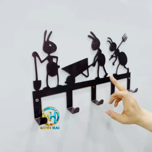 [TẶNG KÈM VÍT] Móc treo nghệ thuật gắn tường treo quần áo phụ kiện decor nhà cửa - Thép sơn tĩnh điện màu gỗ cao cấp