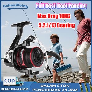 Reel Pancing Full Besi Metal Fishing Spinning Reel 13 Bearing Reel Pancing Reel Pancing Memancing/ Max Drag 10KG BA1000 -6000 Series Bahan Metal Untuk Sungai Laut Tarikan Kuauntuk Memancing Di Lautmurah kuat Tarikan reel pancing murah cuci gudang