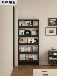 Living Room Floor Standing Black Vinyl CD Rack Multi-Layer Disc Storage Display Shelf Album Placement Holder Wood Material