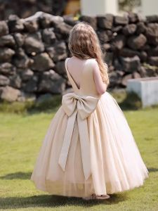Formal Birthday Party Dress for Teenage Girls New Design Big Bow Tulle Dresses Kids Princess Prom Pageant Ball Gown Size 5-12y