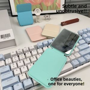 Portable Mini Folding Handheld Makeup Mirror Pure Color Compact Travel Size Personal Cosmetic Mirror for Students Dormitory