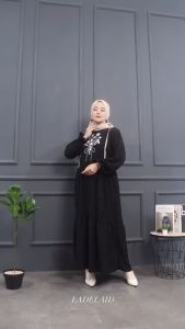 Askia Dress Muslim Eid Series Terbaru Gamis Wanita Crinkle Bordir