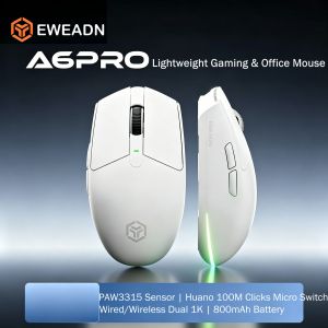 EWEADN | EWEADN A6 Max PAW3395 Dual 1K Tri-Mode Wireless Gaming Mouse Ultra Lightweight 26000DPI 650IPS 50G 800mAh for Small Medium Hands