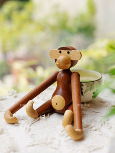 Long-Armed Monkey Figurine Handmade Wooden Doll Nordic Creative Home Decoration Solid Wood Carving Animal Theme Indonesian Origin