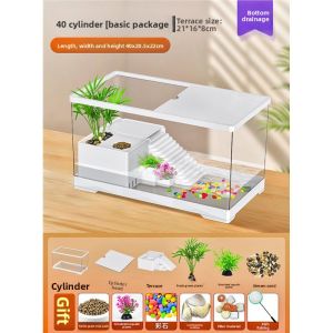 MONLEYTA | Ecological Turtle Aquarium Plastic Fish Tank With Sunbathing Platform Home Garden Decor Small Fish Tank Cover Included