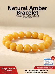 BOYU | Natural Rich Yellow Wax Amber Bracelet With Garnet Beads Gift