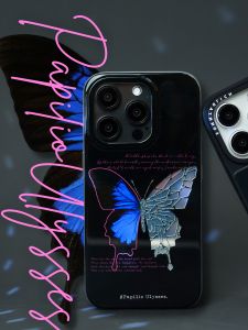 Black Butterfly Mirror Phone Case Support 16 Weekdays Home Broken Heaven for  15 14ProMax Compatible Couple Lenses Protective Shell
