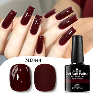 8ml Cherry Red Gel Nail Polish Wine Red Glossy Long-Lasting French Style Nail Supplies For Manicure DIY Design Nail Art Varnish