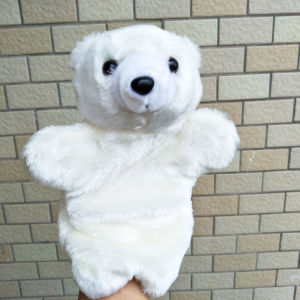 baby white Polar bear hand puppet plush stuffed toy infant doll