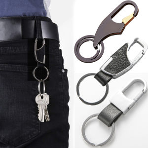 Men Key Chain Holder Leather Strap Keychain Metal Keyring For Car Motorcycle Accessories Gift