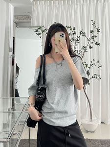 Casual Off-Shoulder Short-Sleeve T-Shirt Womens Summer New Loose Fit Versatile Slimming Design Sensation Small Audience