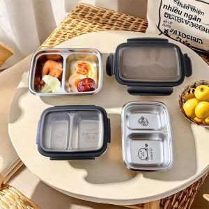 Hộp Cơm Trưa Di Động WORTHBUY Dành Cho Học Sinh Và Trẻ Em Kín Hơi Ngăn Chia Làm Bằng Thép Không Gỉ 304 Thân Thiện Với Môi Trường