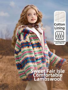 Ask Junior | Sweet Color Block Warm Girls Outerwear