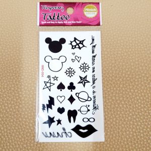 แทททูรอยสักมินิมอล แผ่นเล็กน่ารัก 6*10.5 ซม. ใช้น้ำเปล่าติด ซื้อ 15 แผ่น โปร 129