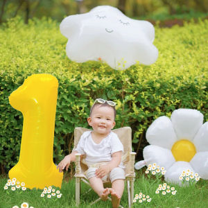 New Ins Style 40 Inch Yellow Digital Balloons Aluminum Foil Slim Version Birthday Party Decoration Arrangement
