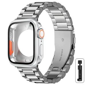 Stainless Steel Strap+Ultra Case for Apple Watch Band 10 42mm 46mm 44mm 45mm 41mm 40mm Metal Strap for Iwatch Series 9 8 7 6 SE