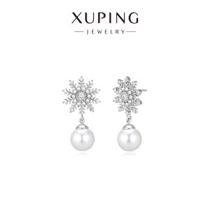 XUPING | Bông tai thả hình bông tuyết ngọc trai giả phong cách mát mẻ nhẹ nhàng