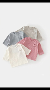 Canacana 4M-2Y Baby Short Sleeve Plain Eyelet T Shirt Top Baju Budak Bayi Clothes Baby Girl Boy 0616