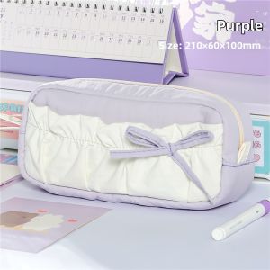 MOWEI | Aesthetic INS Color-blocked Bow Cloud Design Multi-layer Pencil Case