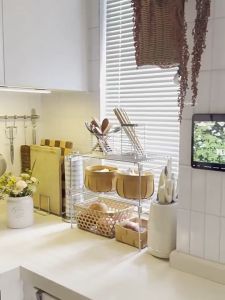 Countertop Storage 304 Stainless Steel Kitchen Rack Microwave Oven Shelf With Anti Slip Pads