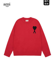 เสื้อสเวตเตอร์ถักหลวมๆ สีแดง ปักลายหัวใจ สำหรับผู้ชายและผู้หญิง ฤดูหนาว แฟชั่นลำลอง เสื้อผ้าทำงาน ฤดูใบไม้ผลิ 2024