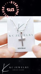 KC Jewelry Elegant S925 Silver White Gold Plated Diamond-Embellished Cross Pendant