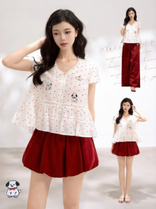 KEIKO | Sweet Style Dotted Ruffles V-Neck Shirt Lightweight