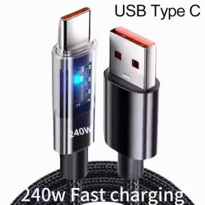 Cáp USB Type C 240W Bằng Nylon Có Màn Hình LED Sạc Siêu Nhanh Truyền Dữ Liệu Cho Samsung Xiaomi Huawei Honor