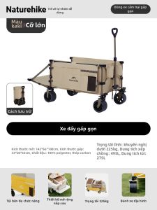 NatureHike | Xe Đẩy Dã Ngoại Gấp Gọn Có Chức Năng Nghỉ Ngơi Cho Trẻ Em Hộp Chứa Đồ Cắm Trại Di Động Có Bánh Xe và Tay Kéo Dễ Di Chuyển