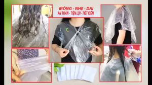 Áo Choàng nilon Nhuộm Tóc Áo choàng dùng 1 lần tiện lợi Tặng 2 Chụp Tai .