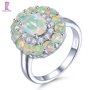 Lohaspie Jewelry Real 1.78 Carats 925 Sterling Silver Ring Original Natural Opal Ring 925 Silver Ring Women Original Birthday Gift For Women Opal Ring Women Fashion Ring Jewelry