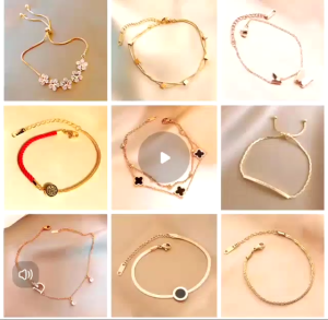 Gelang tangan titanium wanita korea desain elegan model bulat hitam