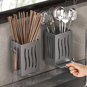 2 cái hộp lưu trữ Giá Để Ống muỗng nhà bếp gắn tường giá đựng đồ dùng đũa đa chức năng bộ đồ ăn tổ chức nhà khô dao kéo